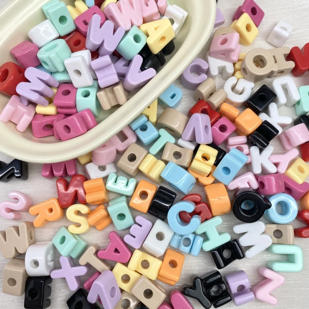 50/100/200 Stück Acryl-Buchstabenperlen mit großem Loch, DIY-Bastelperlen für die Schmuckherstellung, Alphabet-Anhänger, Abstandshalterperlen für DIY-Accessoires – Detail 3