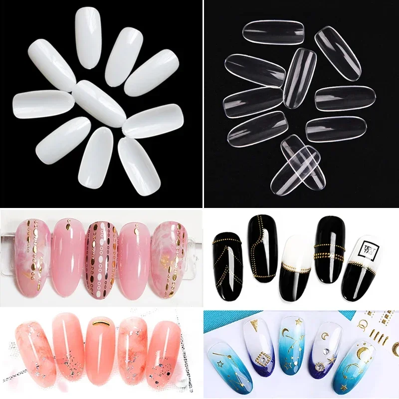 Wholesale 300 Pieces Per Lot Same Size Oval Shape False Nail Tips For Drawing Nail Design Acrylic Full Nails Size 0 1 2 3 4 5 6