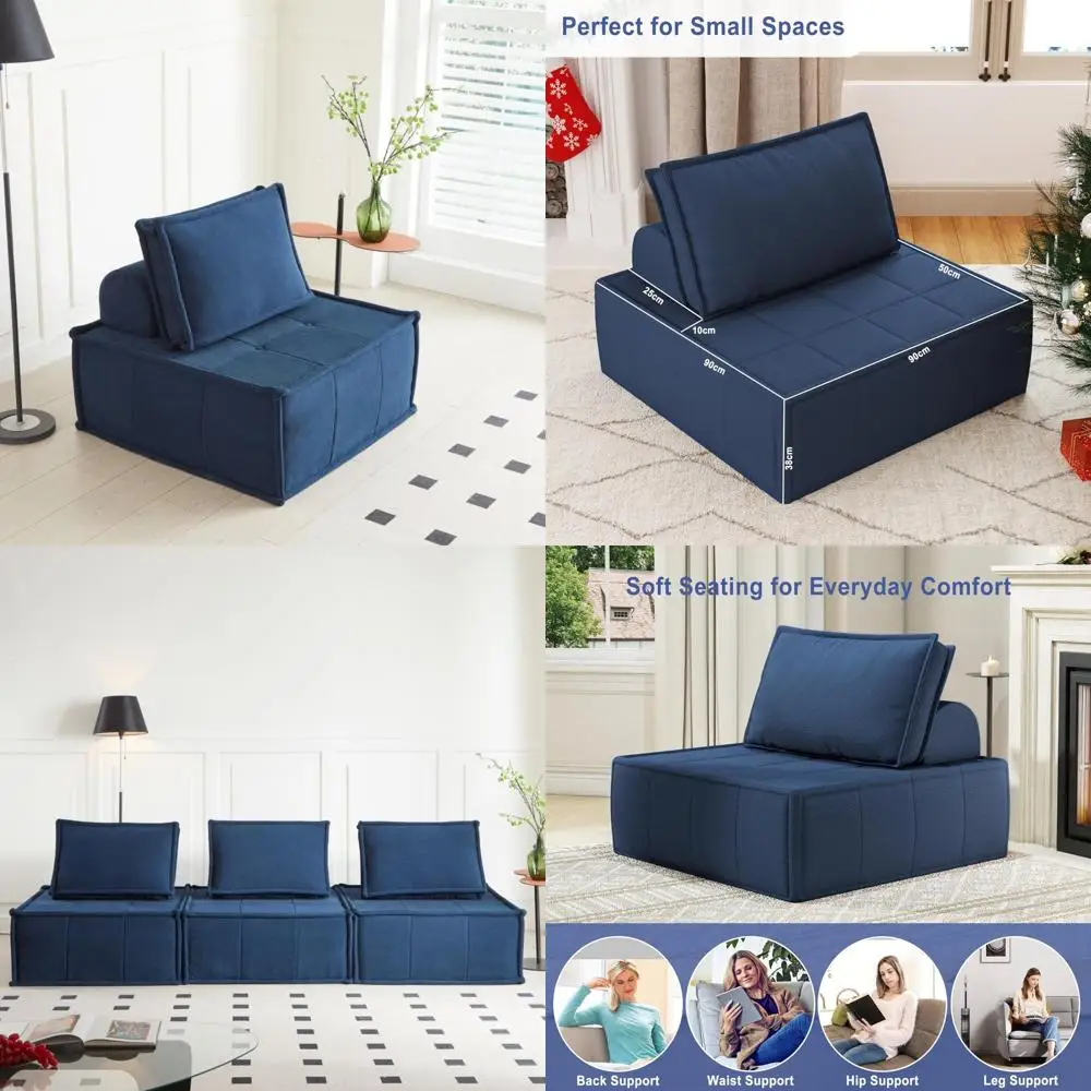 

Modular Sectional Sofa, Corduroy Sleeper with Deep Seat and Adjustable Backrest, Ideal for Small Spaces Living Room