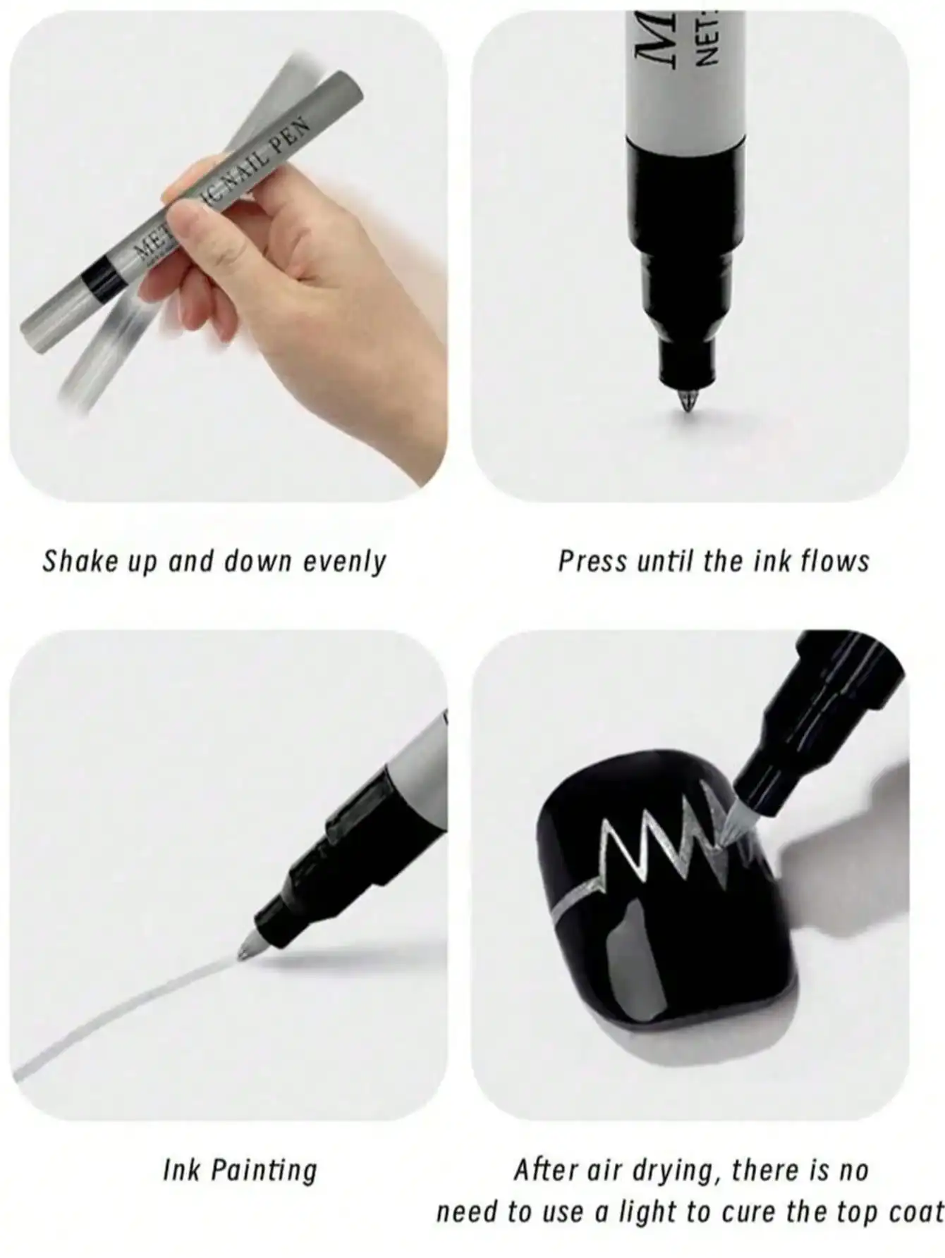 0.8mm 1PC Nail Art Pen, White Black Silver Gold 0.8MM Nail Polish Pens for Nail Art, Nail Dotting Tool, Nail Art Graffiti Pen
