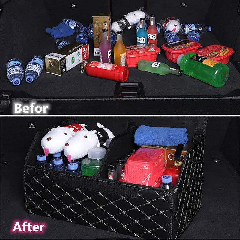 Multipurpose Collapsible Car Trunk Storage Organizer With Lid Portable Auto Storage Bag Stowing Tidying Car Trunk Organizer Box