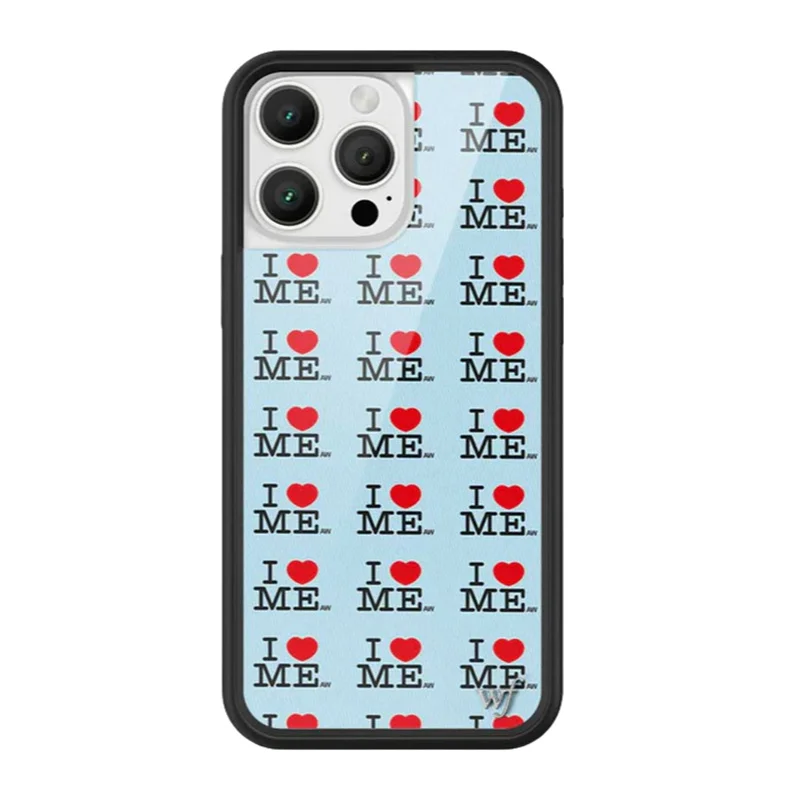 Wildflower I Heart Me blauw telefoonhoesje voor iPhone 17 16 15 14 13 12 Pro Max Plus WF 3D Love-Heart roze meisje schokbestendige achterkant