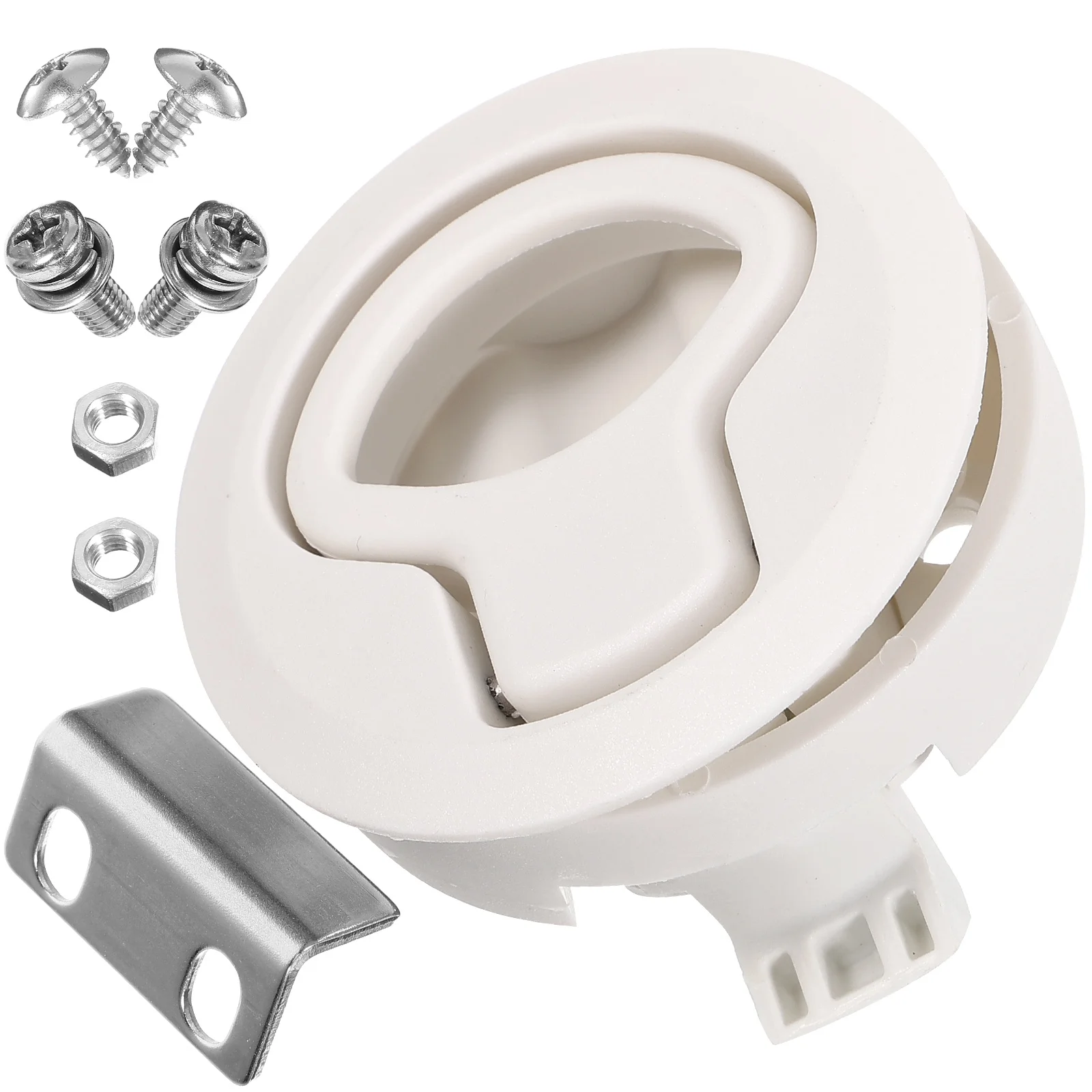 

RV Modified Round Pull-type Boat Latch Head Lock Bracelet (white) Slam Latches for Trailer Flush Handle Hatch Door Car