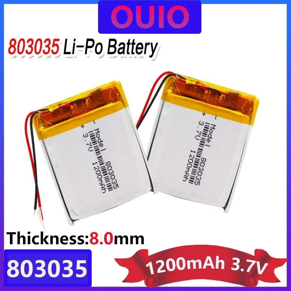 1-10pcs High Capacity 3.7V 803035 1200mAh Li-ion Polymer Lithium Battery 3.7 Volt Lithium Ion Li-po Li-polymer Batteries Cells