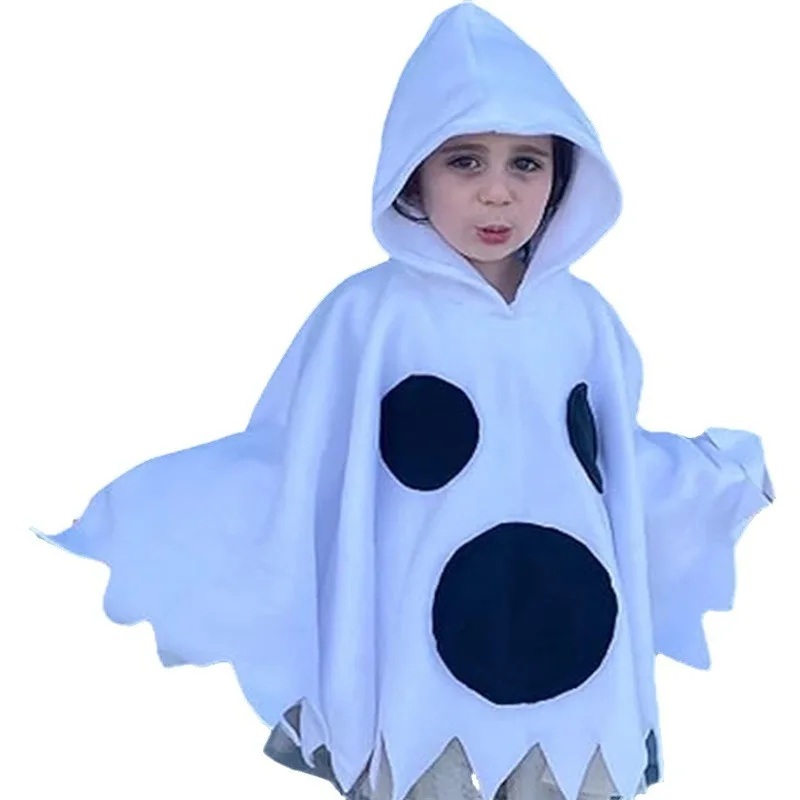 Halloween Cloak Carnival Children\'s Clothing with Hat Color blocked Print Cosplay Funny Cloak