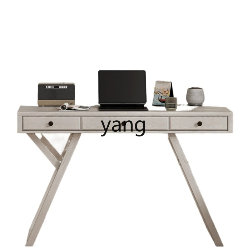 

YJQ desk with drawers Household solid wood writing desk White computer desk