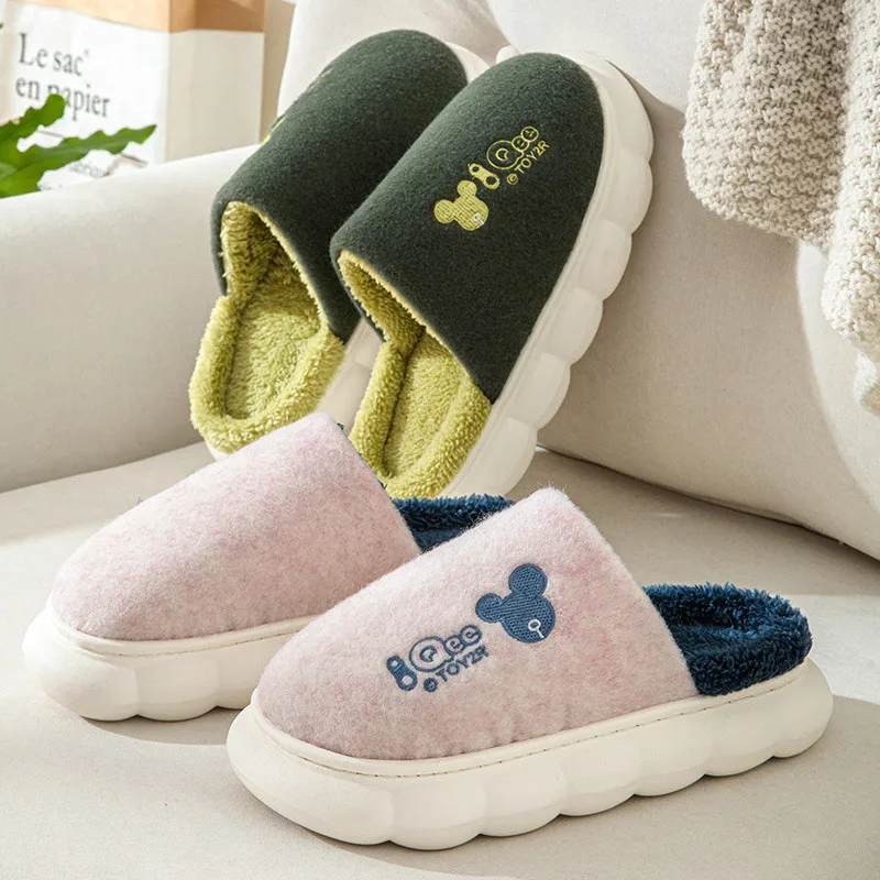 

Fashion Pink Women's Winter Slippers Sale 2024 Non-slip Platform Fluffy Slippers Woman Home Comfort Warm Cotton Slippers Women