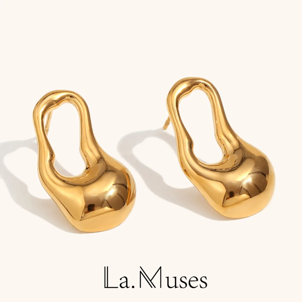 La.Muses Irregular Hollow Water Drop Stainless Steel Women's Earrings Trend Daily Waterproof Jewelry Christmas Gifts