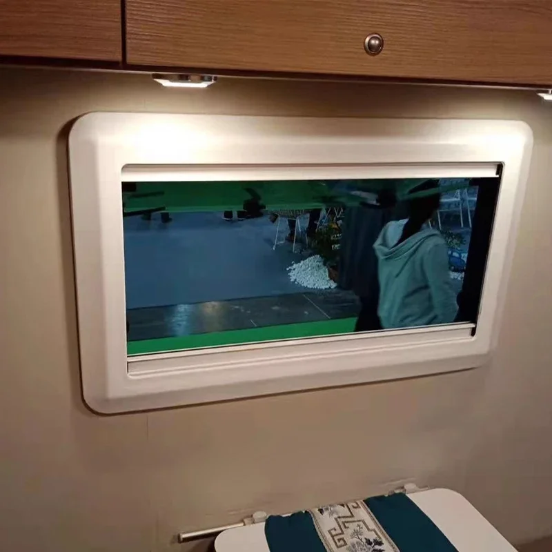 RV Windows Double-Layer Acrylic Glass Outward-Opening Windows with Blackout Curtains and Mosquito Screens Suitable for Iveco, Ma