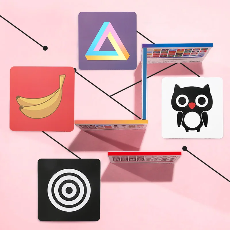 Montessori Bé Thẻ 0-36M Giáo Dục Sớm Đen Trắng Thẻ Màu Đào Tạo Kích Thích Thị Giác Hình Động Vật Nhận Thức đồ Chơi