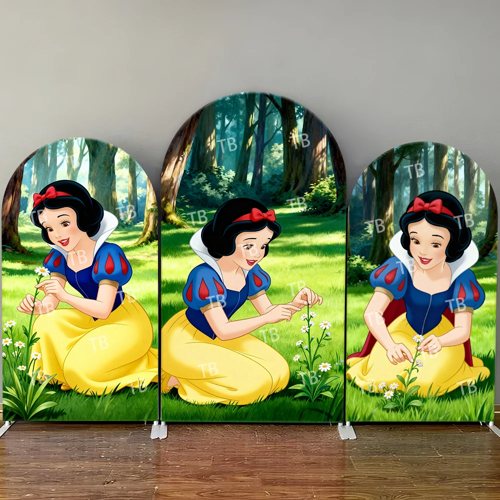 

Disney Snow White Forest Flower Picking Style Arch Backdrop Cover Decor Photo Booth Prop for Birthday and Baby Shower