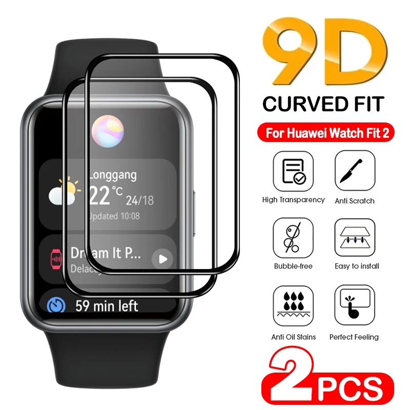 1/2Pcs 9D Soft Fiber Protective Glass Huawei Watch Fit 2 Screen Protector Huawey Watch Fit 2 Full Curved Cover Film Accessories