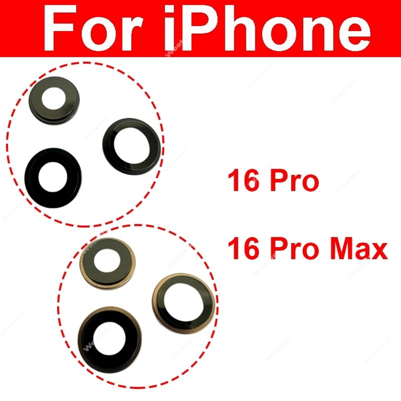 For Iphone 16  Pro 16 Pro Max Rear Camera Glass Lens Back Main Camera Outside Ring Frame Cover Bezel Bumper Spare Parts