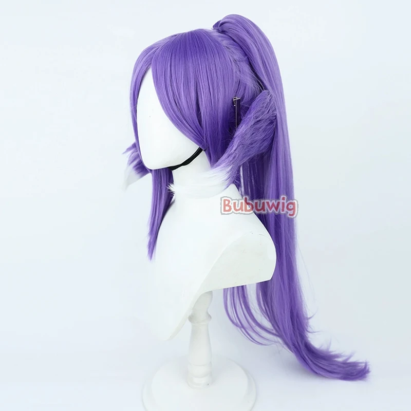 Bubuwig cabelo sintético selen tatsuki cosplay perucas virtual youtuber selen tatsuki 85cm longo roxo rabo de cavalo peruca resistente ao calor