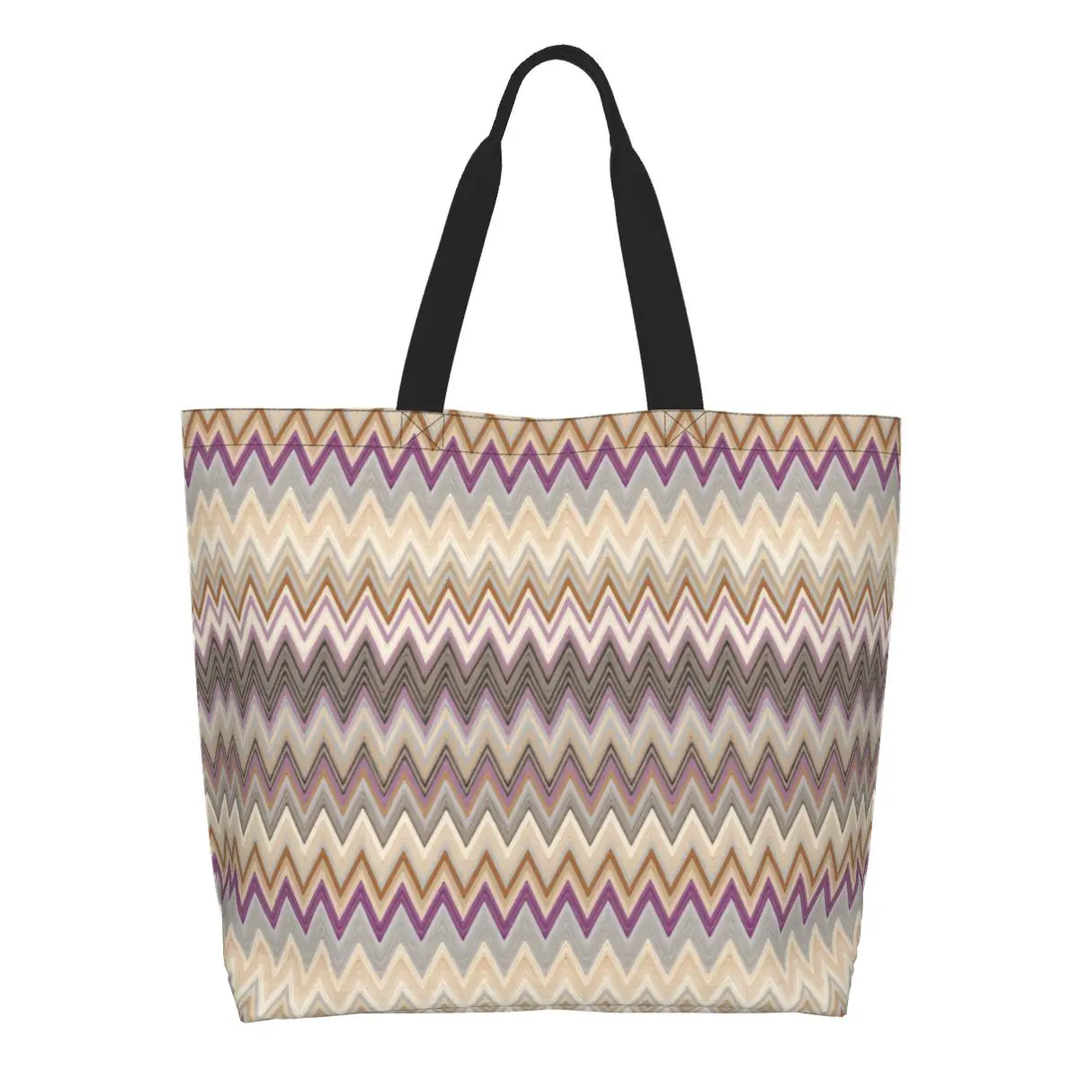 

Изготовленная на заказ современная зигзагообразная сумка для покупок с геометрическим рисунком, женская богемная парусиновая сумка-шоппер, сумки большой вместимости