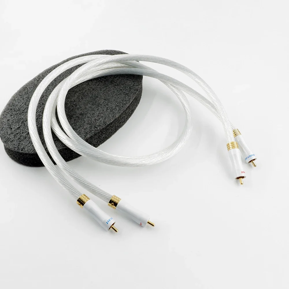 คุณภาพสูง 1 คู่ 5N Silver Plated OCC สาย RCA Analog สาย RCA สาย Silver Plated