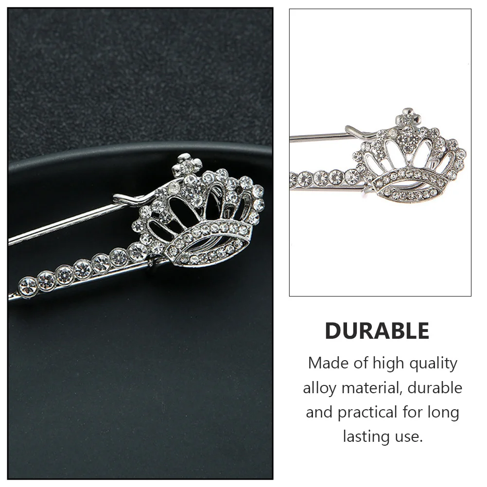 

3Pcs Delicate Pin Buckle Crown Brooch Jewelry Women Clothes Adornment High Quality Alloy for Collar Shawl Sweater