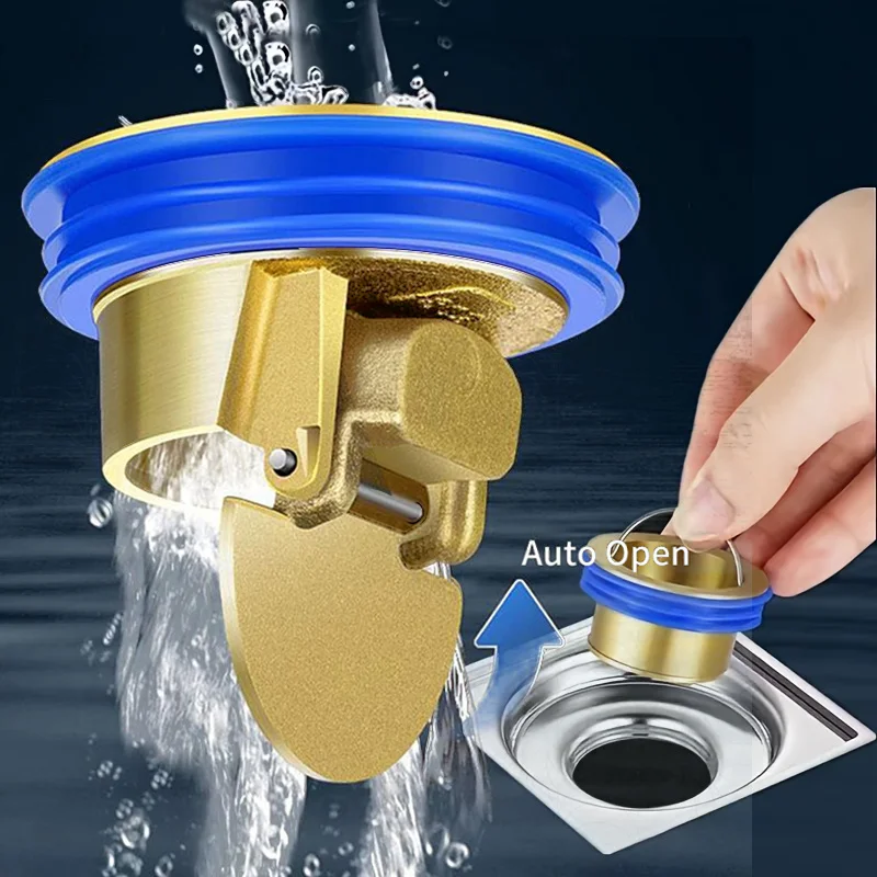 Shower Floor Drain Backflow Prevention Magnetic Suspension One-Way Drain Valve Floor Drain Inserted Drain Plug Brass Quick