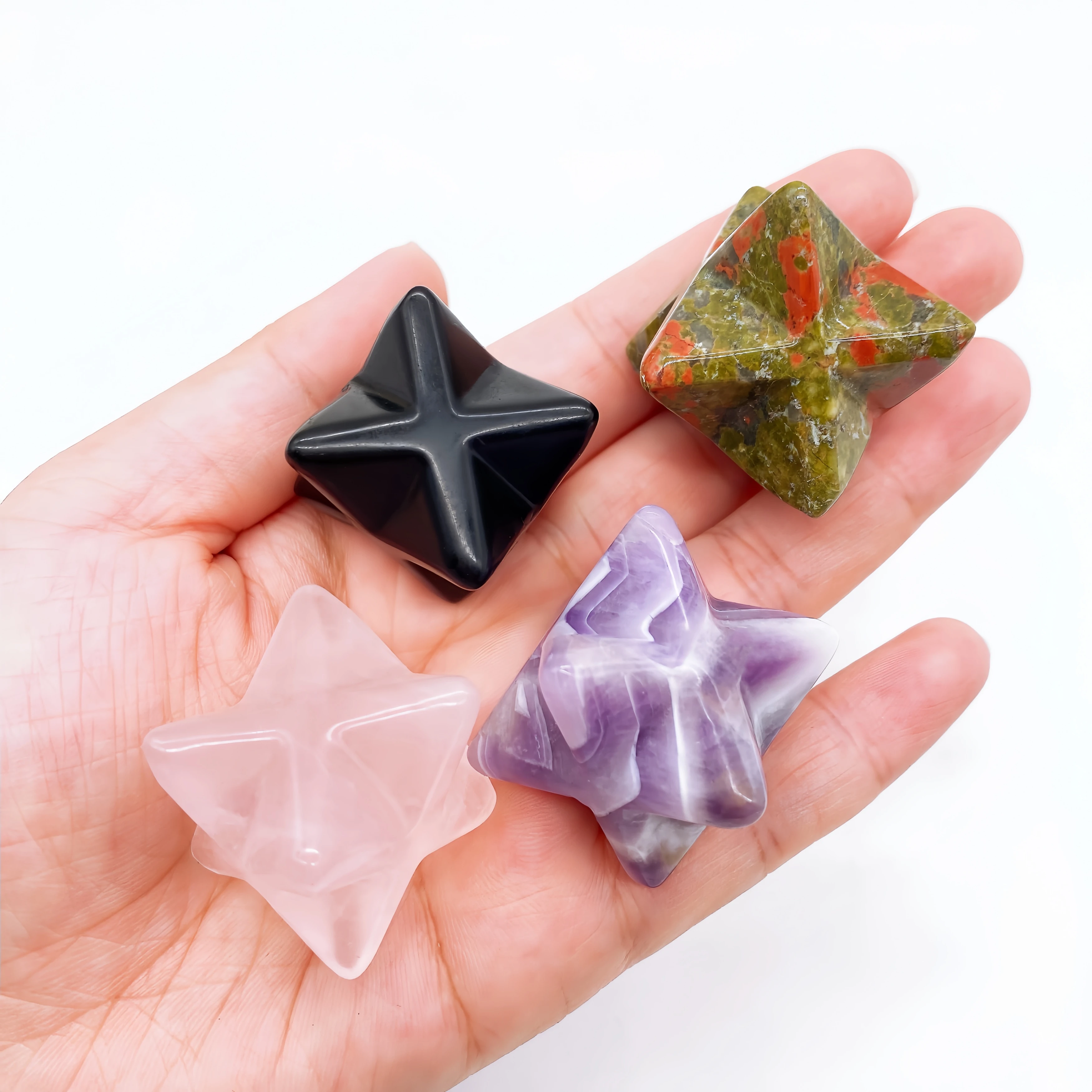 

25*40mm Crystal Merkaba Star Natural Chakra Quartz Stone Wiccan Reiki Healing Energy Gem Mineral Home Decor Gift aquarium