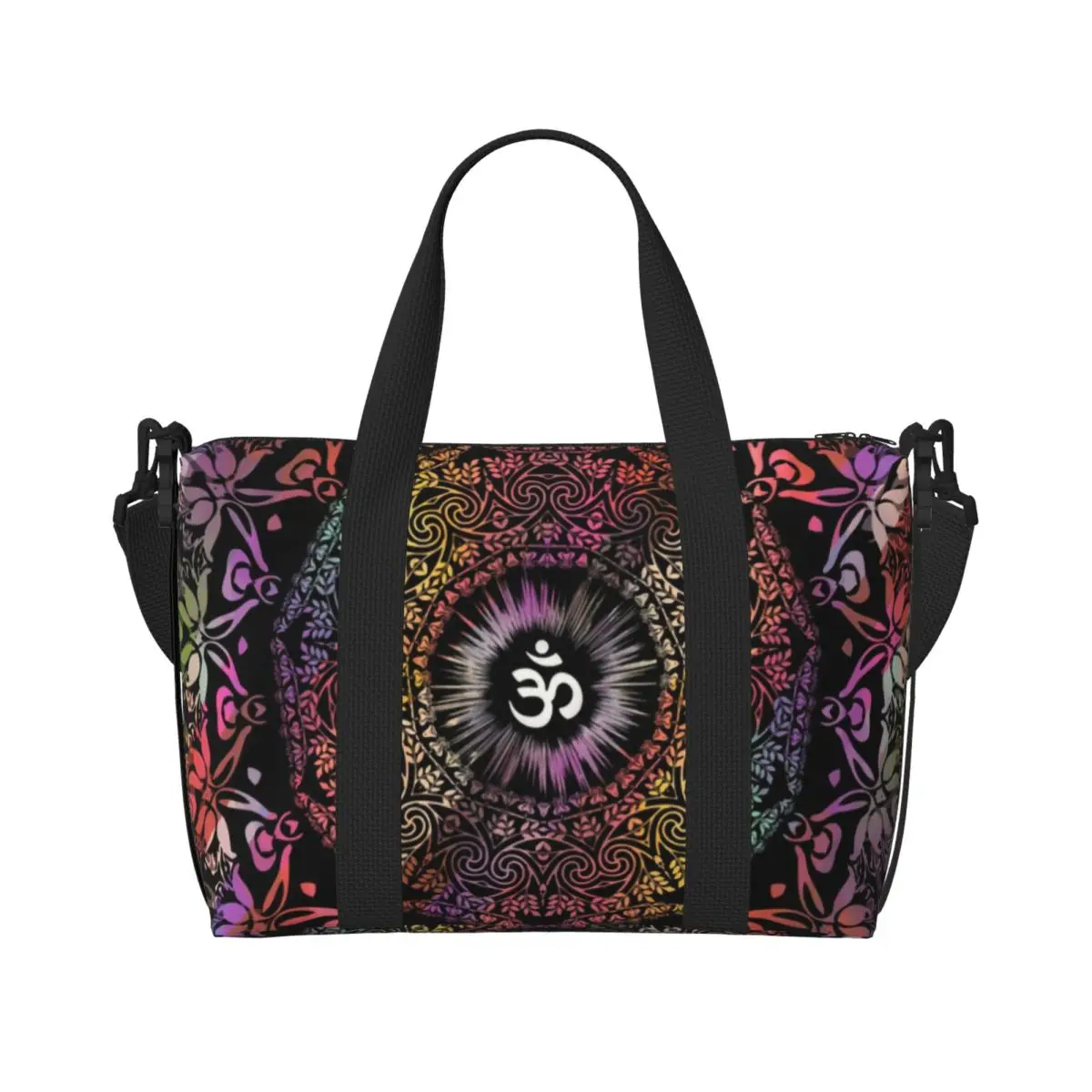 Custom Mandala Om Buddhism Aum Beach Tote Bag Women Extra Large Gym Carry On Zen Yoga Meditation Travel Shopping Bags