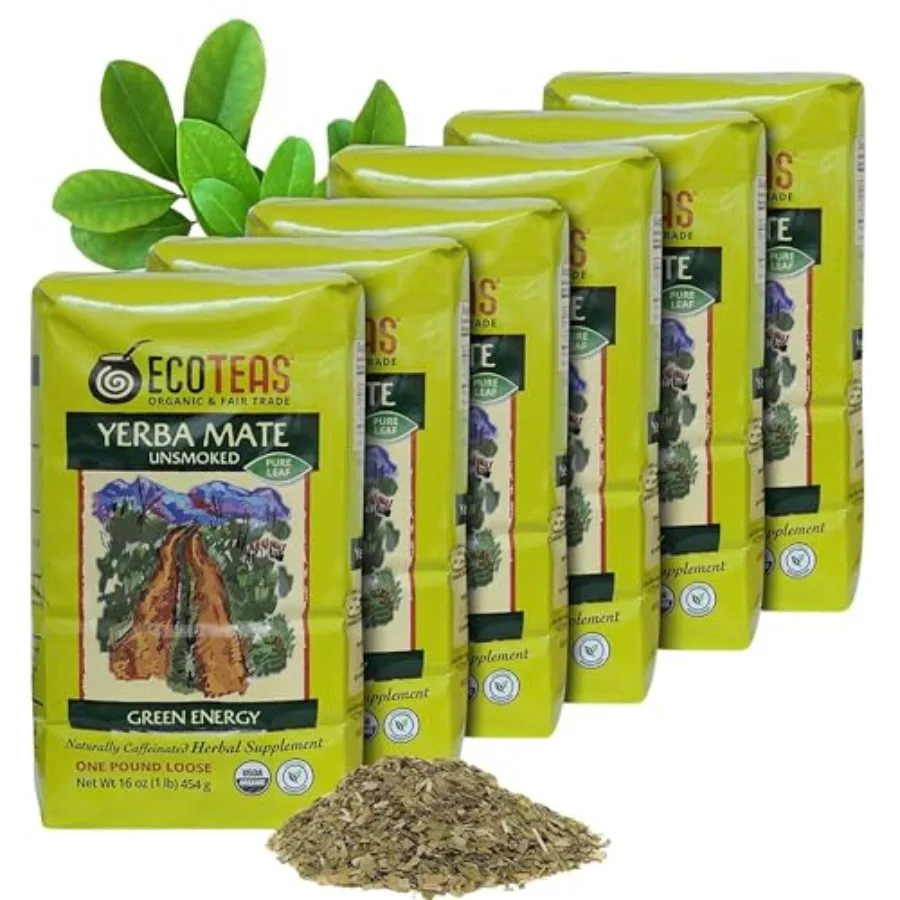 Organic Yerba Mate Loose Leaf Tea Natural Energy and Detox Herbal Tea Caffeine Alternative - Kosher Non-GMO Gluten-Free - Unsmo
