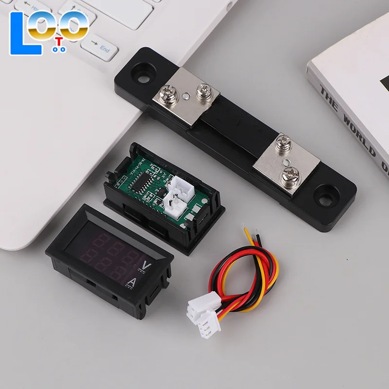 Mini voltímetro Digital, amperímetro DC 0-100V 50A Amp, medidor de corriente de voltaje, Detector, probador, pantalla LED Dual de 0,28 ", indicador + derivación