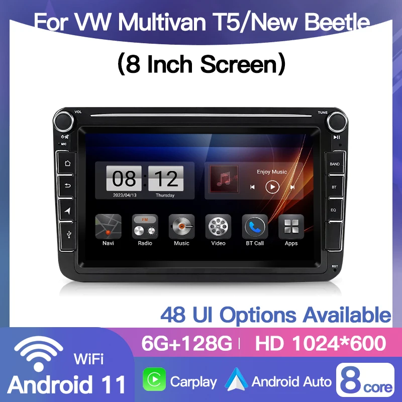 Car Radio 2 Din Android Auto For VW Volkswagen Skoda Seat Multivan T5/New Beetle/Golf GTI 8inch WiFi CarPlay Multimedia Video BT