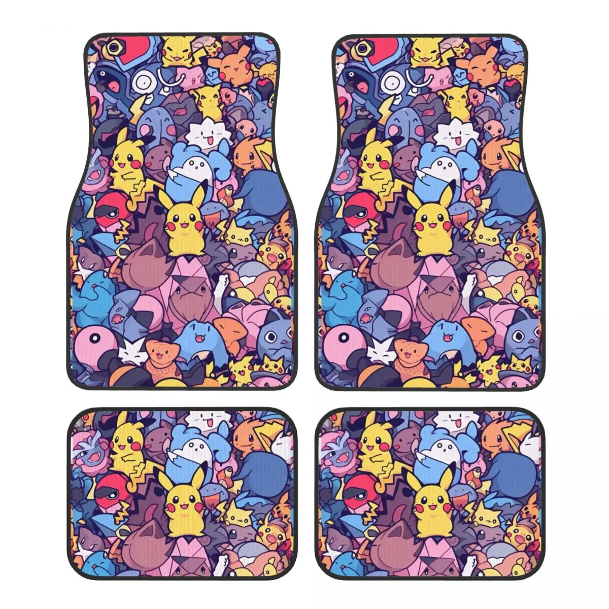 

Pokemons Characters Pikachu Cartoon Universal Fit Car Floor Mats Durable Car Carpet Mat 4pcs with Anti-Slip Backing Fit for SUV