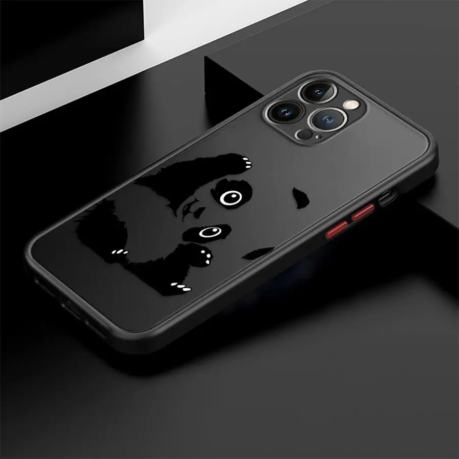 Funda de teléfono con diseño de Panda de dibujos animados para iPhone 16 15 14 13 12 11 Pro Max Mini X XS XR SE 7 8 Plus, funda dura mate a prueba de golpes
