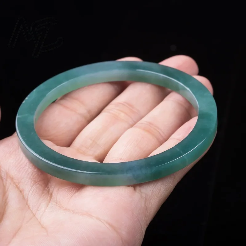Natural Emerald 48-62mm Burmese Emerald Jade Blue Water Ice Seed Bracelet Jadeite Hand Woven Amulets Fashion Jewelry Gift Men view 4