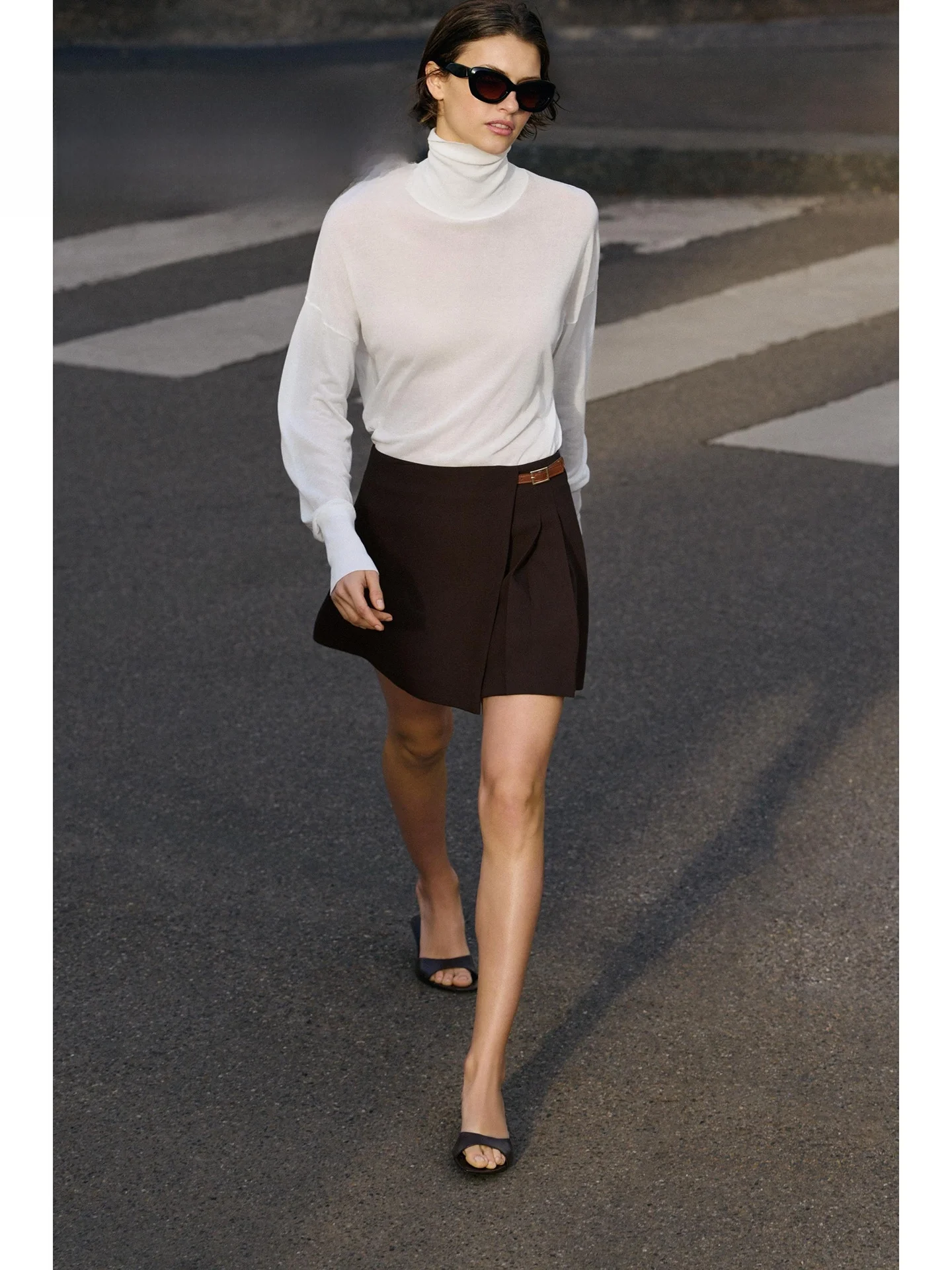 

Летняя юбка-трапеция 2026 с передними складками и поясом, с завышенной талией, для женщин