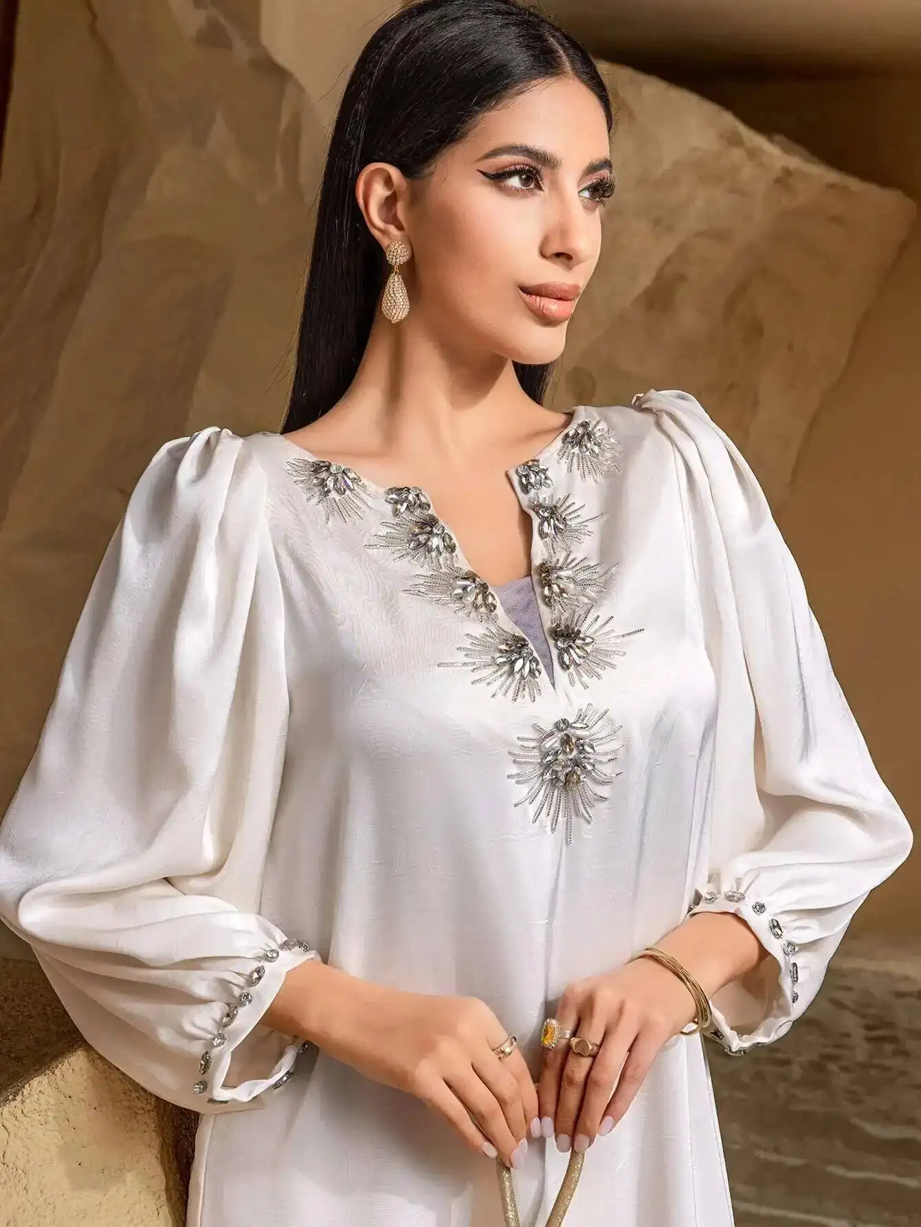 

Hand-sewn Ba5009 Dresses Robe New Muslim Long Robe Elegant Long Sleeve Dress Evening Gown Ramadan Dubai Luxury Islam Elegant