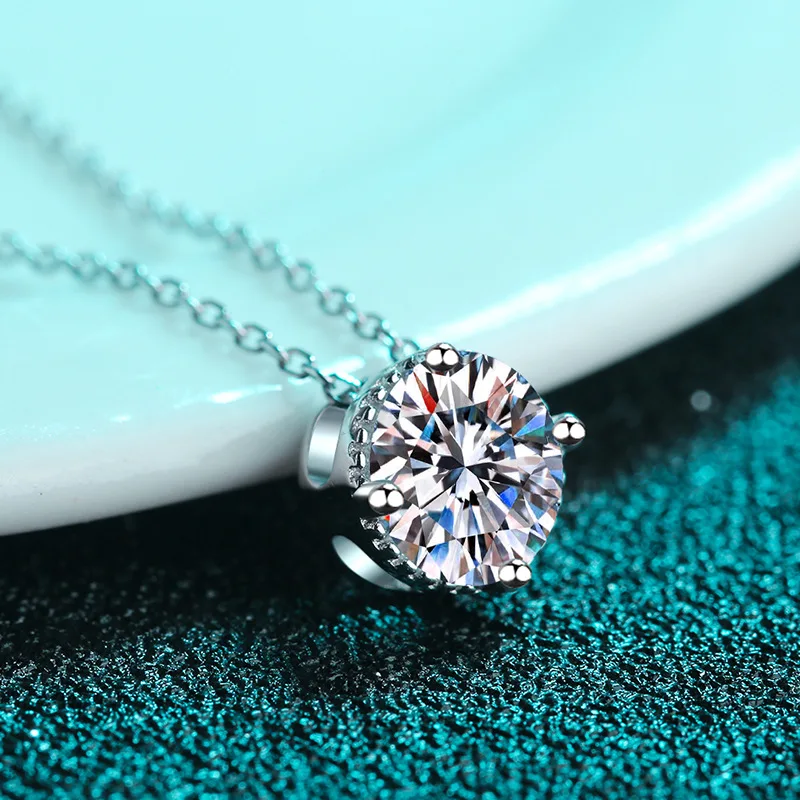 Platinum PT950 Silver Round Cake Pendant pt950 Moissan Diamond Necklace