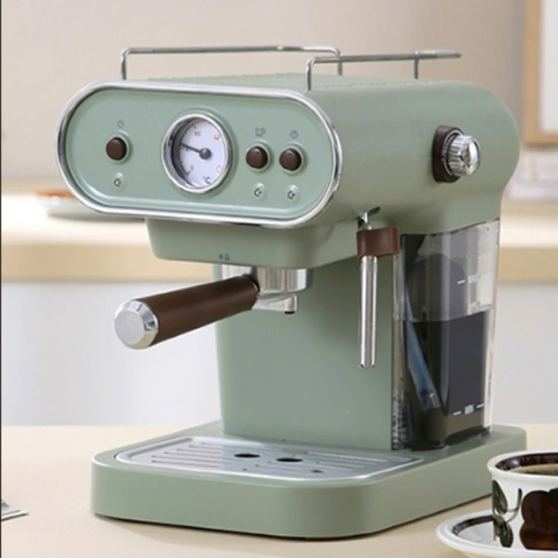 Retro White Portable Coffee Maker Small Home Full Semiautomatic Concentrated Retro Steam American Extraction Milk Foam Machine