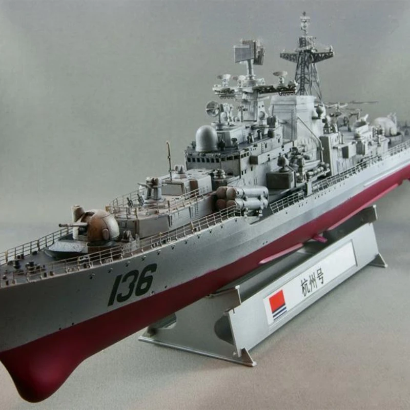 1/200 Assembled Military Warship Model 03614 Simulation Missile Destroyer 136 Hangzhou Ship Model Kit