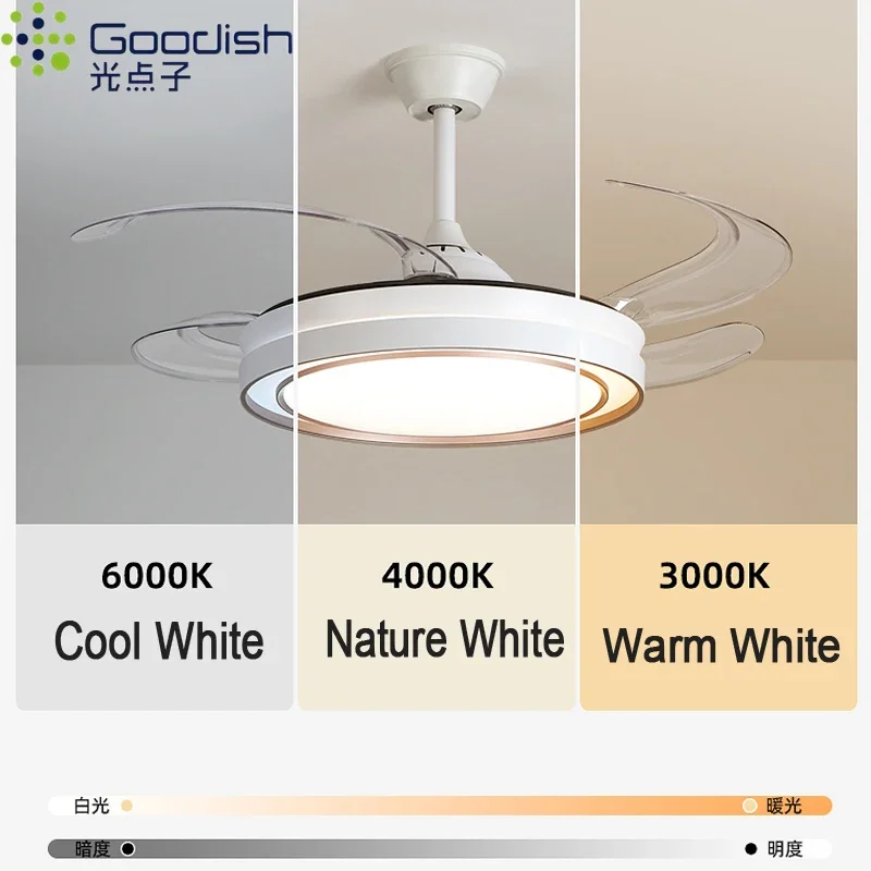 2026 Modern Nordic Led Ceiling Fans With Lights Home Decoration Strong Wind With Focus Lamps For Kitchen Living Dining Room With
