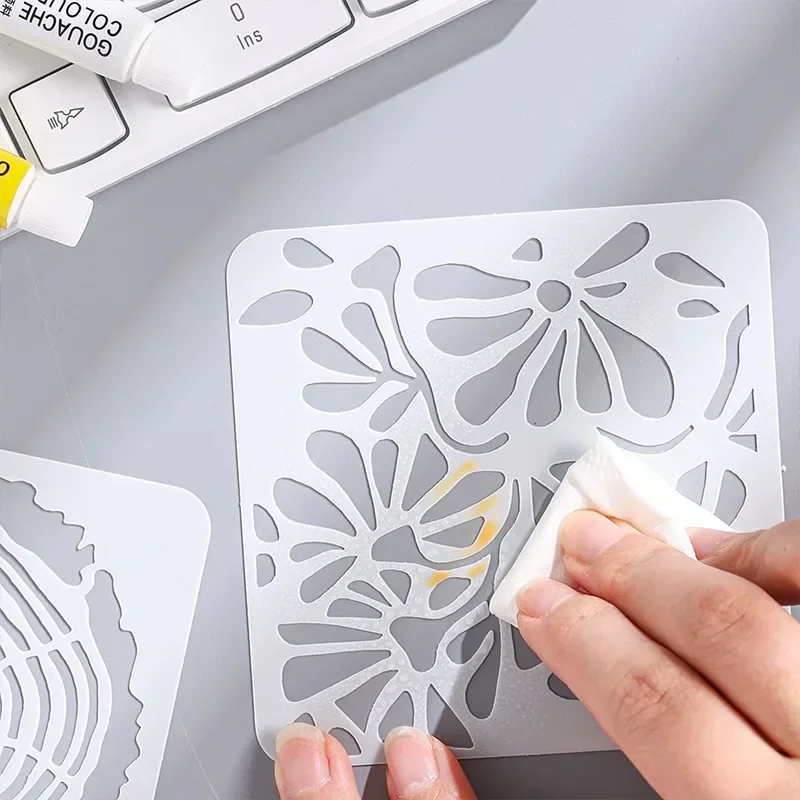 6pcs/set DIY Decor Scrapbook Stencil Templates Aesthetic Texture Stencil Templates Retro Journaling Drawing Plastic Stencil