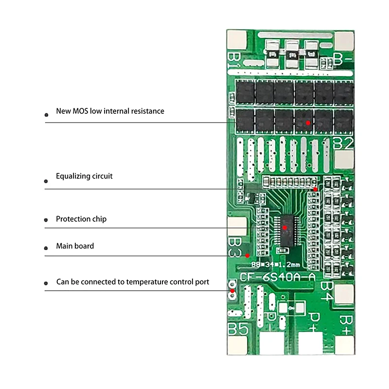 22V 24V 6S 40A 18650 Li-Ion Lithium Battery Poretect Board Solar Lighting BMS PCB With Balance For Ebike Scooter