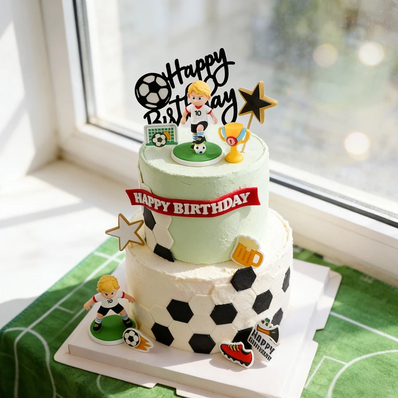 Fußball-Jungen-Puppe Geburtstagstorten-Deko Fußball-Thema Sport-Party Fußball-Junge Baby-Shower Jungen-Tortendekoration – Detail 6