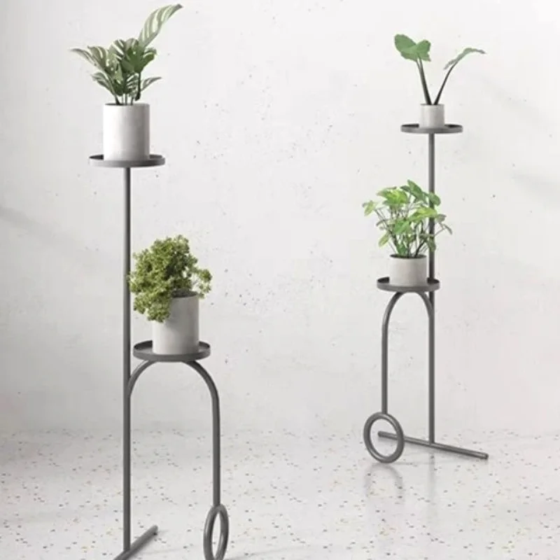 Modern Flower Stand Balcony Multi-Layer Plant Shelves Simple Green Luo Flower Rack Stable Bearing Metal Racks Stylish Home