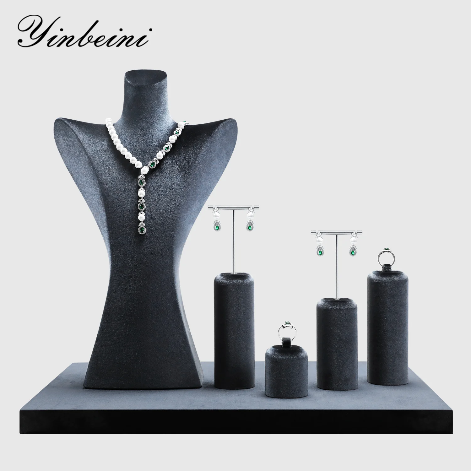 

Yinbeini Jewelry Display Stand Ring Earrings Organizer Velvet Display Rack Window Showcase Props TB049