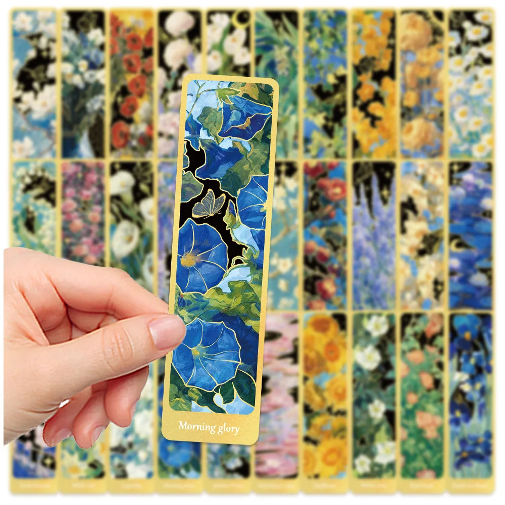 30Pcs/Set Flower Scenery Plant Oil Painting Bookmarks Decoration Desktop Book Holder Student Stationery Bookmark Gift