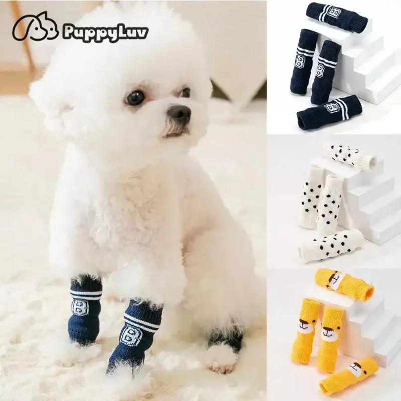 4Pcs Pet Anti-dirty Socks Leggings Knee Dog Booties Socks Cat Leg Sock Winter Warm Leg Protector Dogs Cat Puppy Socks Cover