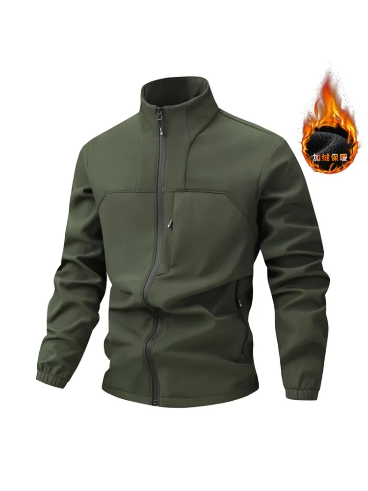 

Full Zip Up Jacket Thermal Warm Work Coats Mens Zipper Pockets Jacket Hiking Training Outwear Casual Coats