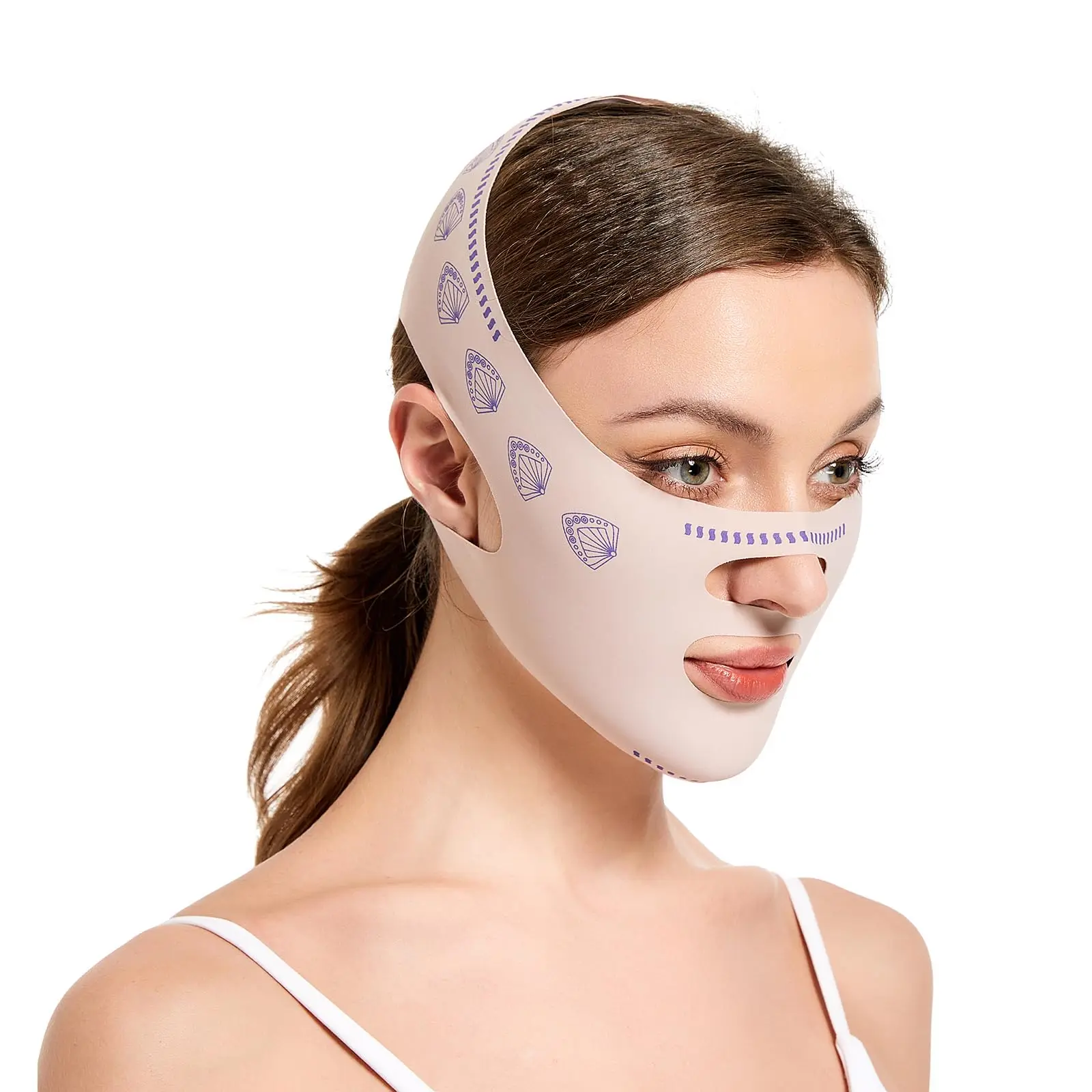 قناع وجه على شكل حرف V قابل لإعادة الاستخدام للذقن والخد لرفع الفجر وتمارين ضمادة لقناع رفع الوجه على شكل حرف V للنساء #1