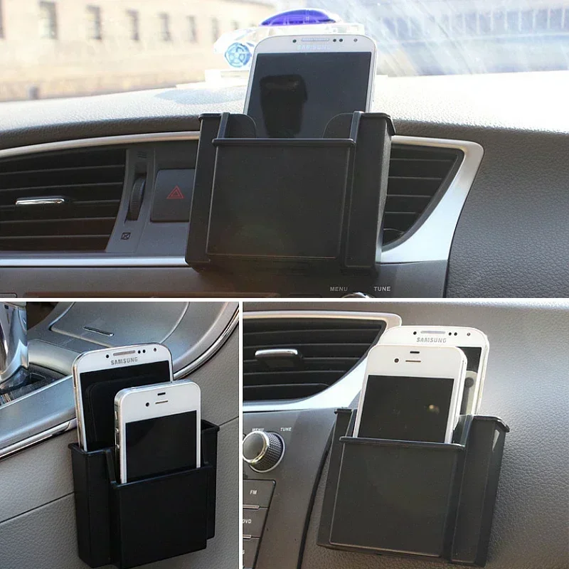 Car Storage Bag Mobile Phone Charge Box Air Vent Outlet Holder Pocket Organizer Auto Door Side Key Box Ornament Car Accessories