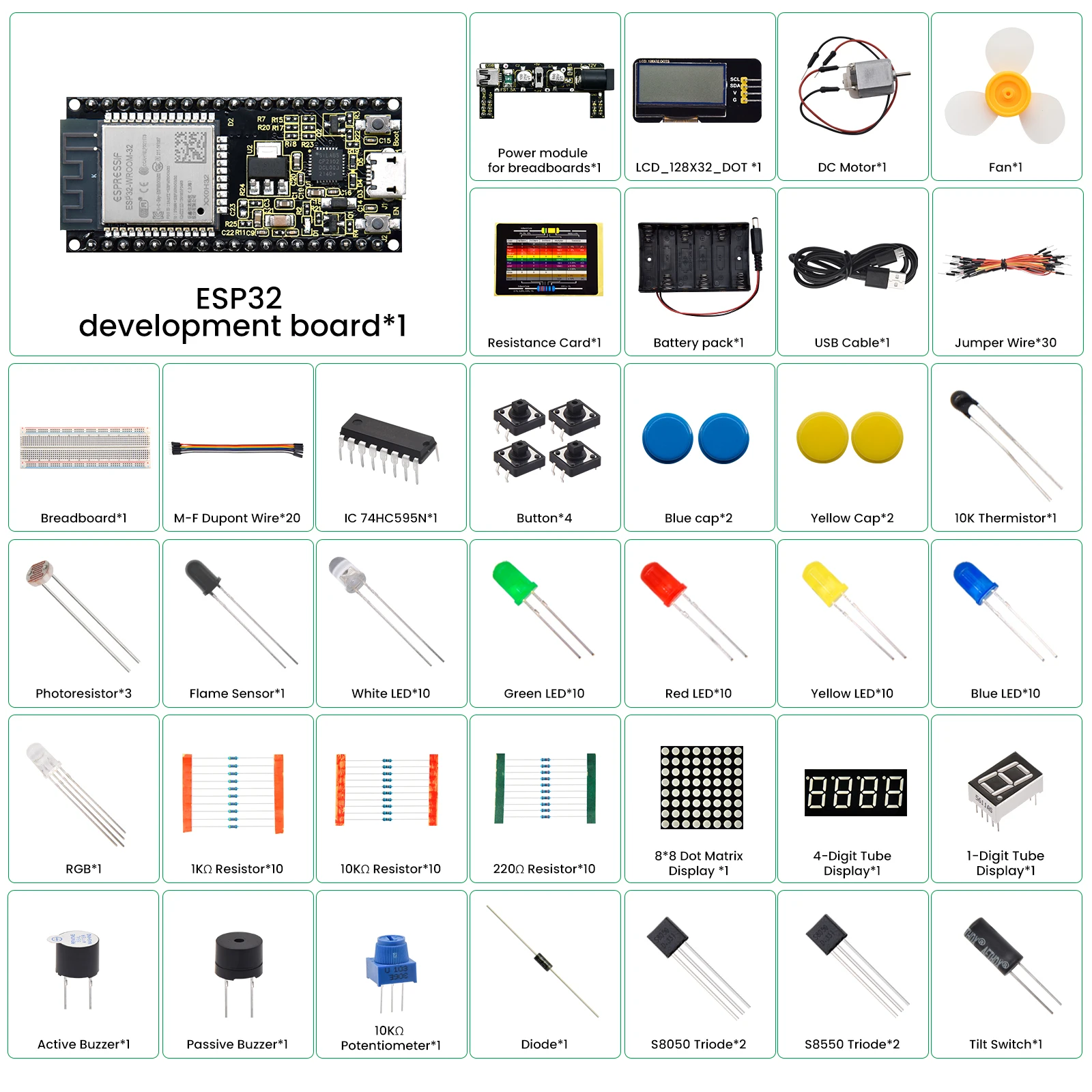 Keyestudio ESP32 Basic  Learning Kit Electronic Components Sensors Modules For Arduino Starter Kit Support Python Programming