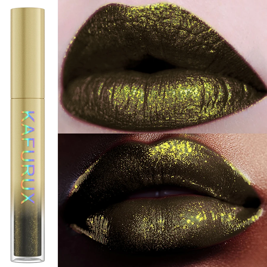 1個入り グリッターリップグレイズ 長持ちリップグロス 防水リキッドリップスティック グリーン 韓国メイク リップオイル 高発色リップティント ギフト