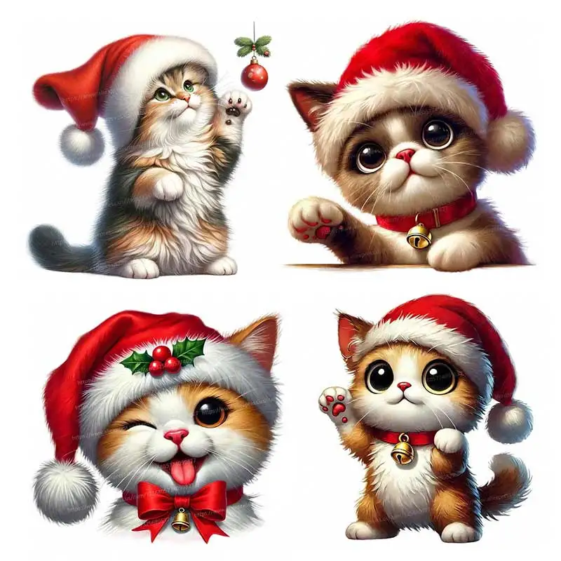 

Christmas Cat Car Stickers Decal Vinyl Detachable Waterproof Outdoor Car Bumper Window Notebook Computer Decoration SH883