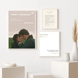 Pride And Prejudice Minimalist Movie Poster First Page Chapter 1 Wall Art Print Jane Austen Literary Gifts Canvas Painting Decor